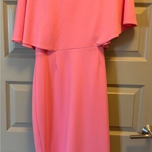 Pink Ruffled Tiered Off-the-Shoulder Cocktail Dress